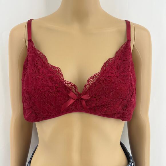 Shein (2XL) Red Floral Lace Wireless Fashion Bralette - Picture 1 of 7